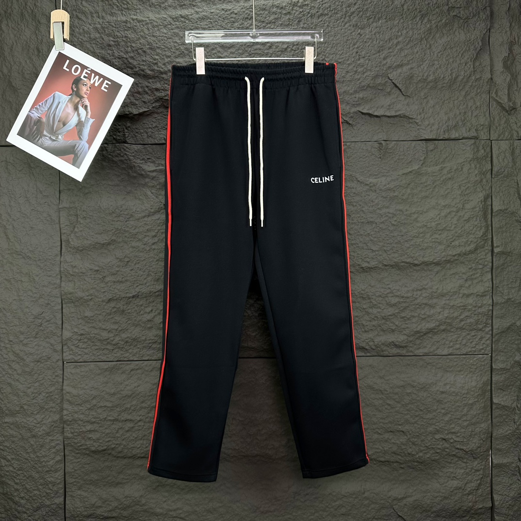 Pantalones largos rectos unisex con bordado de letras y cinta de Celine 2024 nuevos 🔥versión alta🔥versión alta🔥 Teji…