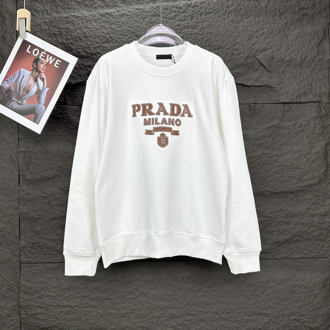 Sudadera de cuello redondo PRADA 2024 nuevo modelo con letras logo de parche, para parejas 🔥alta calidad🔥alta calidad…