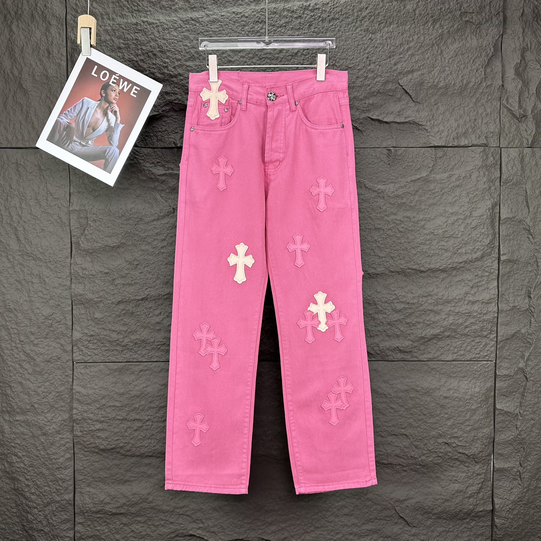 High-End Pink Couple Washed Jeans, 2025 Collection – Top Quality, Various Styles - 图片 1