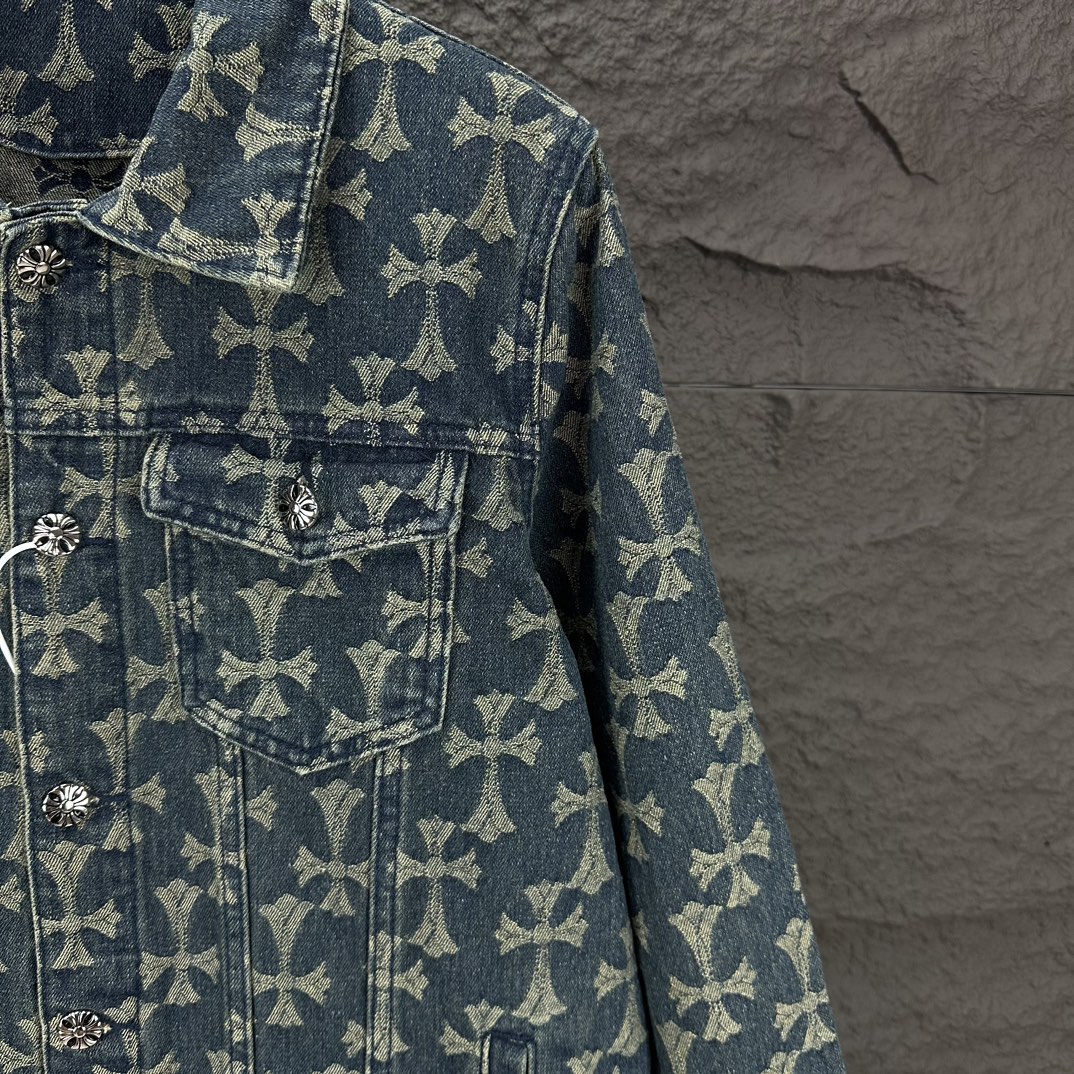 Chrome Hearts 克罗心2024新款提花满印logo 水洗牛仔外套