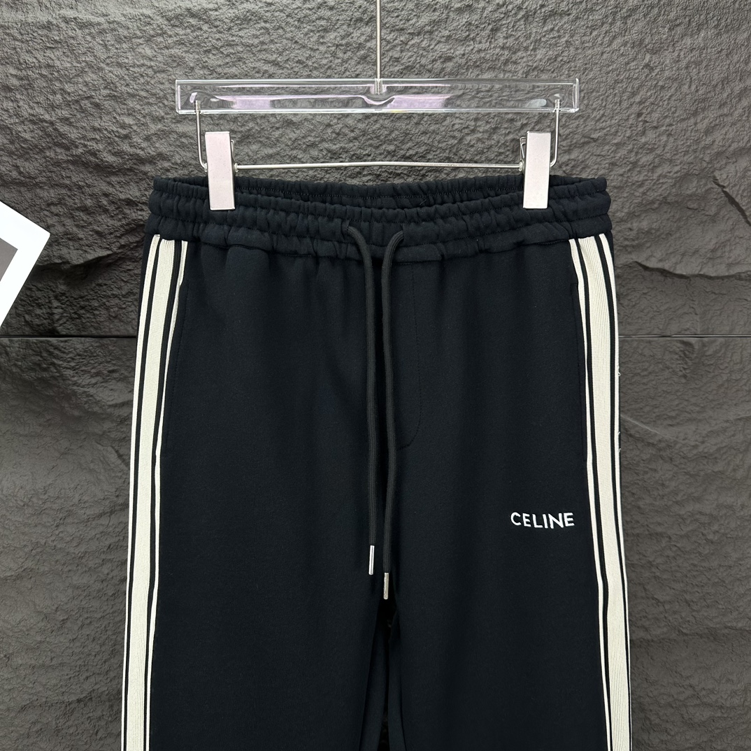 DR CÉLINE 2024 Embroidered Couple Pants: High-End Custom Fabric, Unisex, Black, S-XL - 图片 5