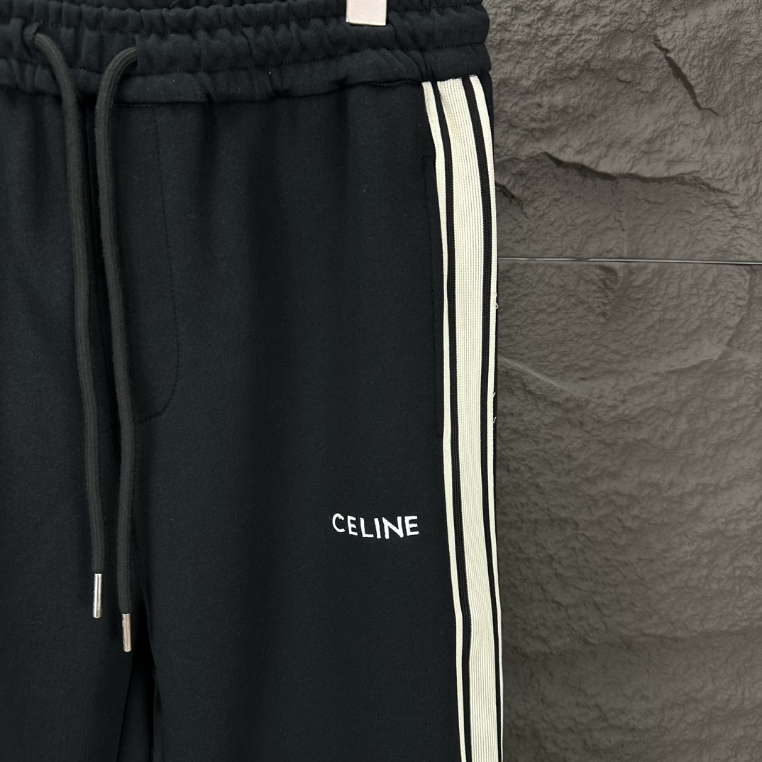 DR CÉLINE 2024 Embroidered Couple Pants: High-End Custom Fabric, Unisex, Black, S-XL - 图片 4