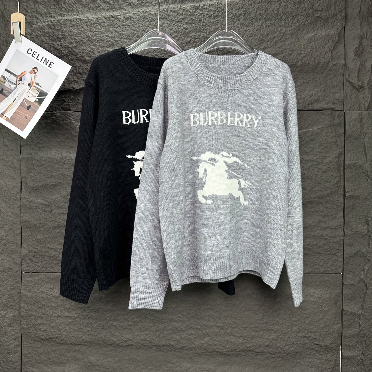 High-end Unisex Sweater: Barbara 2025 Letter Logo Couple’s Sweater in Black and Gray - 图片 9