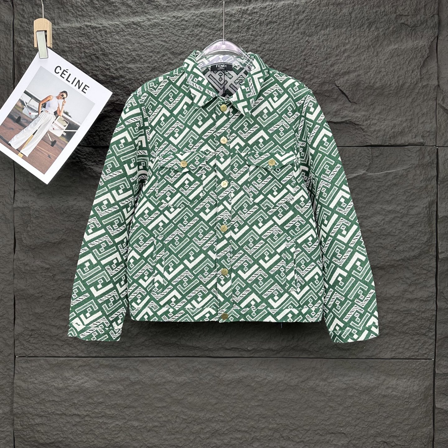High-end Cowboy Coat with F-Letter Logo for Men and Women in Green, 2025 Collection - 图片 1