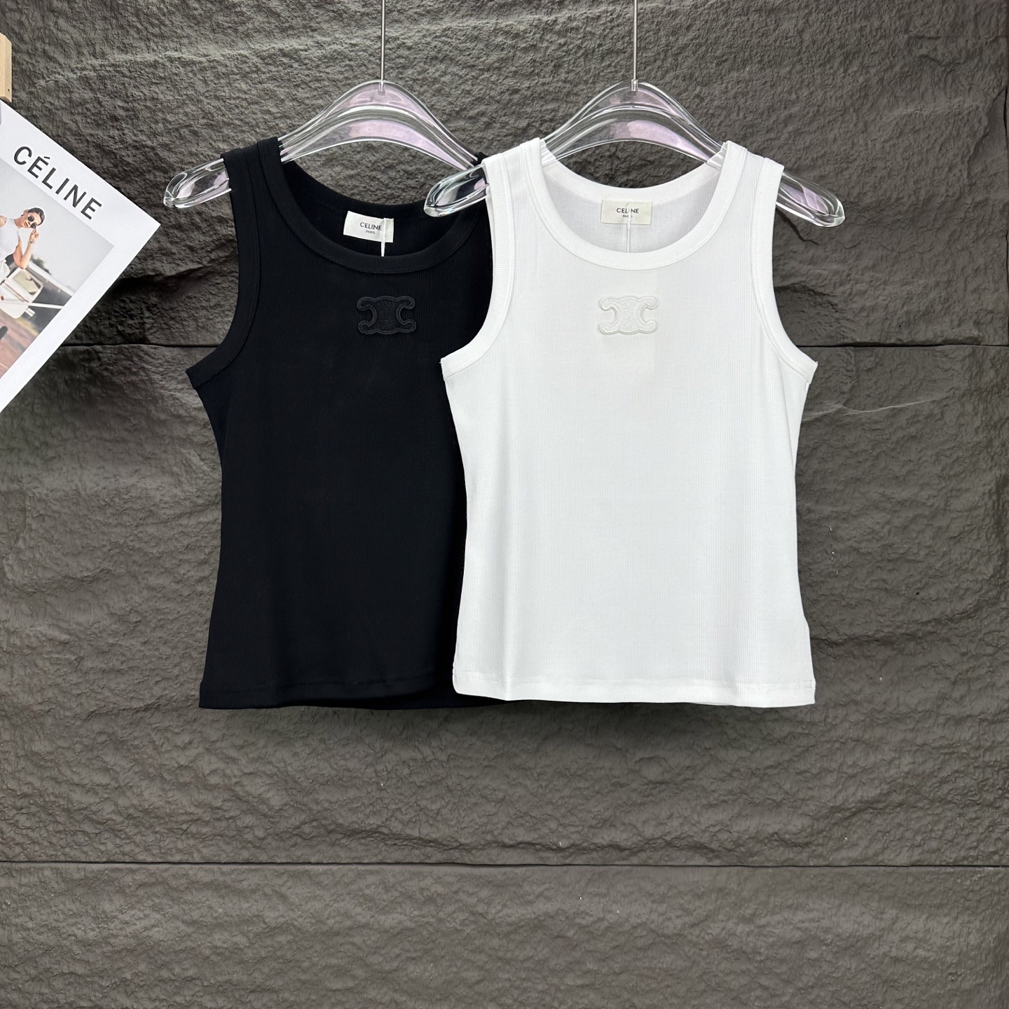 Céline 2025 Embroidery Vest: High-End Top Version, Premium Quality Cotton, Black/White, S-XL - 图片 9