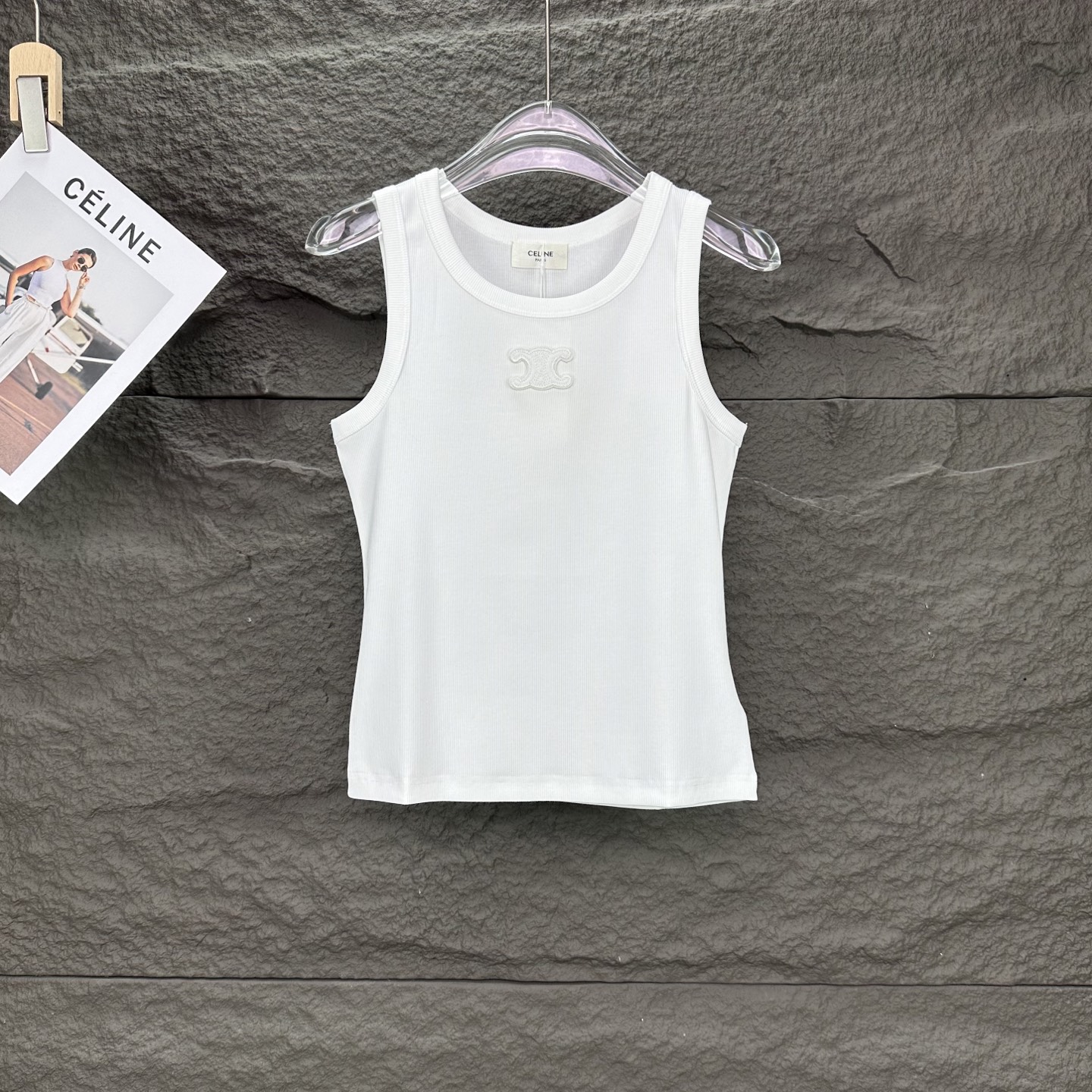 Céline 2025 Embroidery Vest: High-End Top Version, Premium Quality Cotton, Black/White, S-XL