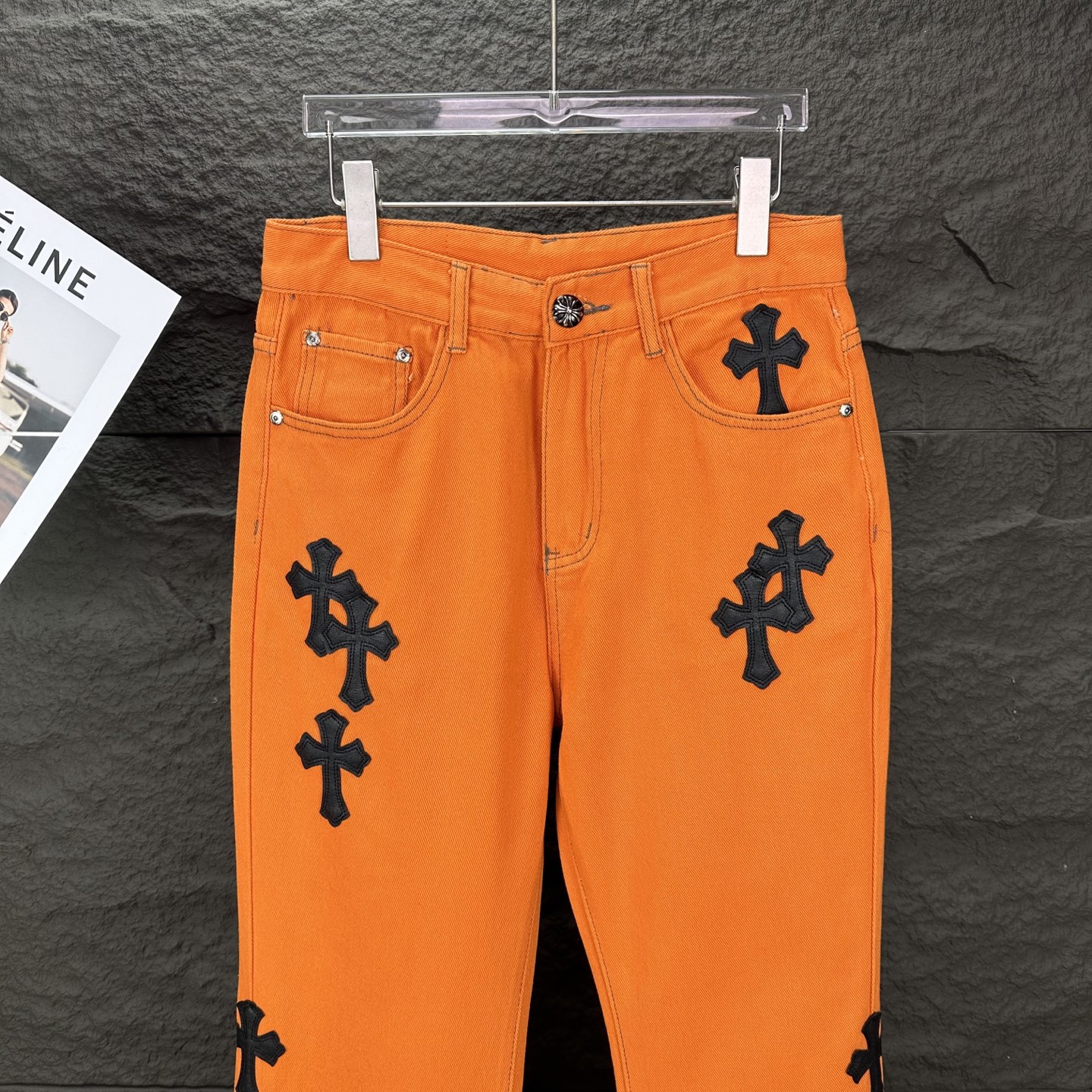 High-End 2025 Jeans: Top Quality, Unique Design, Water-Washed Styles, Orange Color. - 图片 7