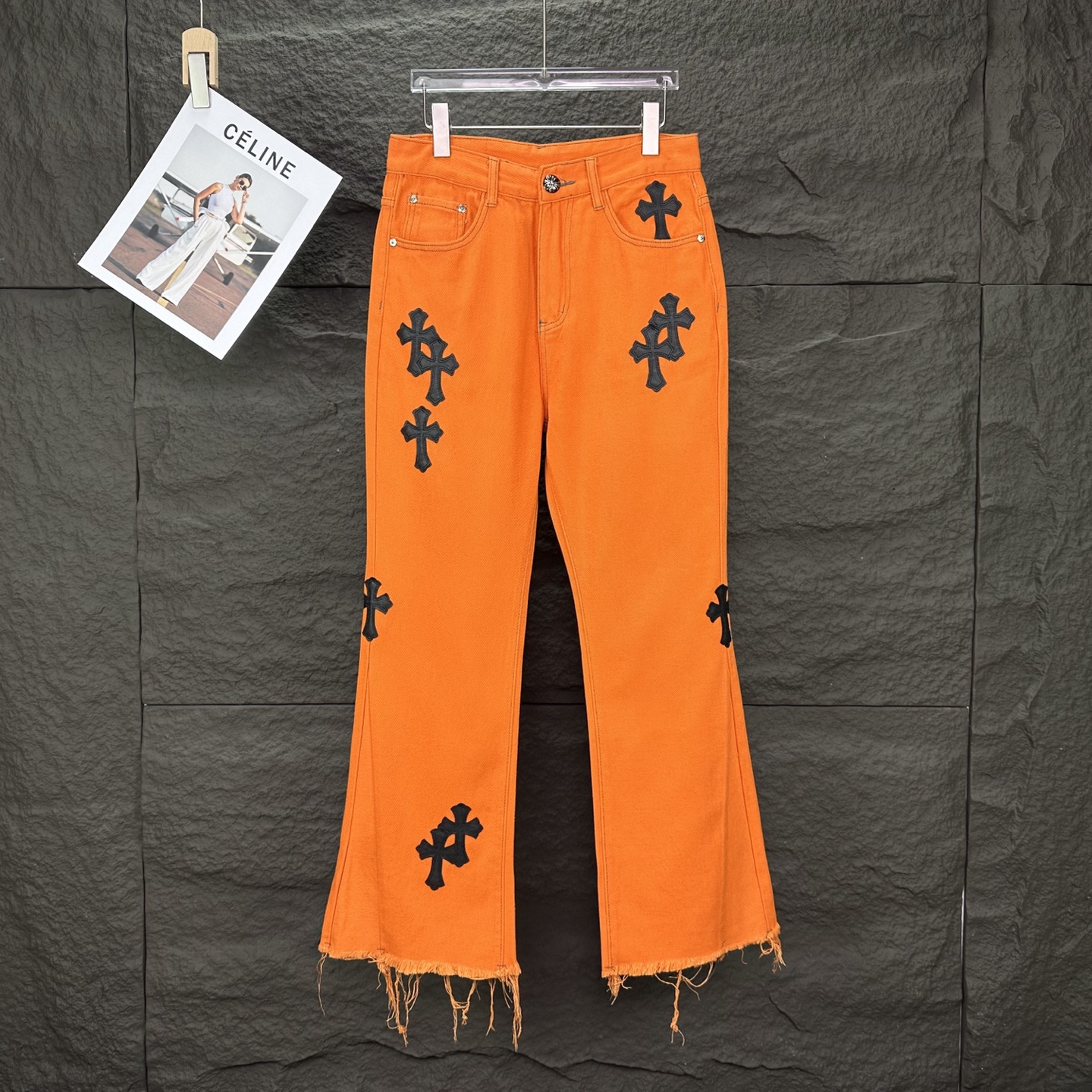High-End 2025 Jeans: Top Quality, Unique Design, Water-Washed Styles, Orange Color. - 图片 1