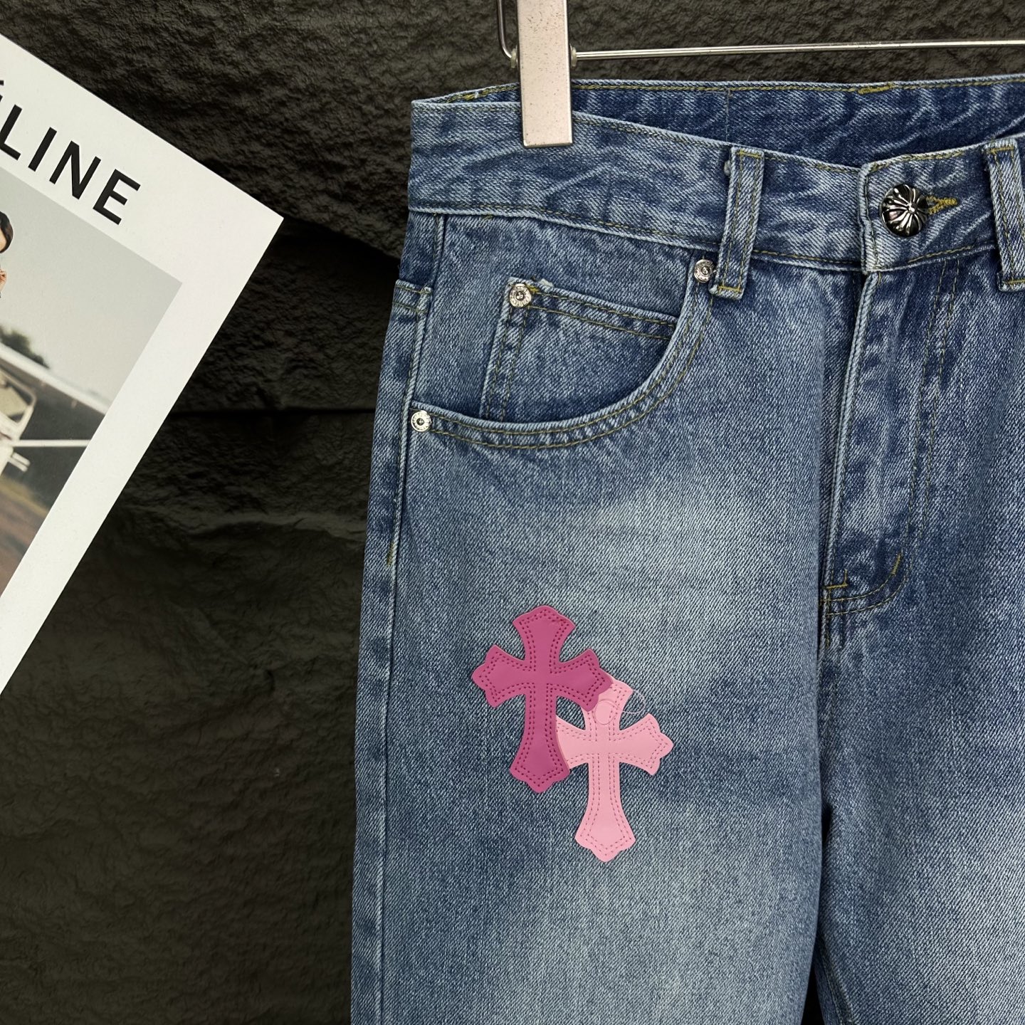 High-End 2025 Pink Cross-Crossing Couple Jeans: Top Quality, Various Styles, Size Options - 图片 3