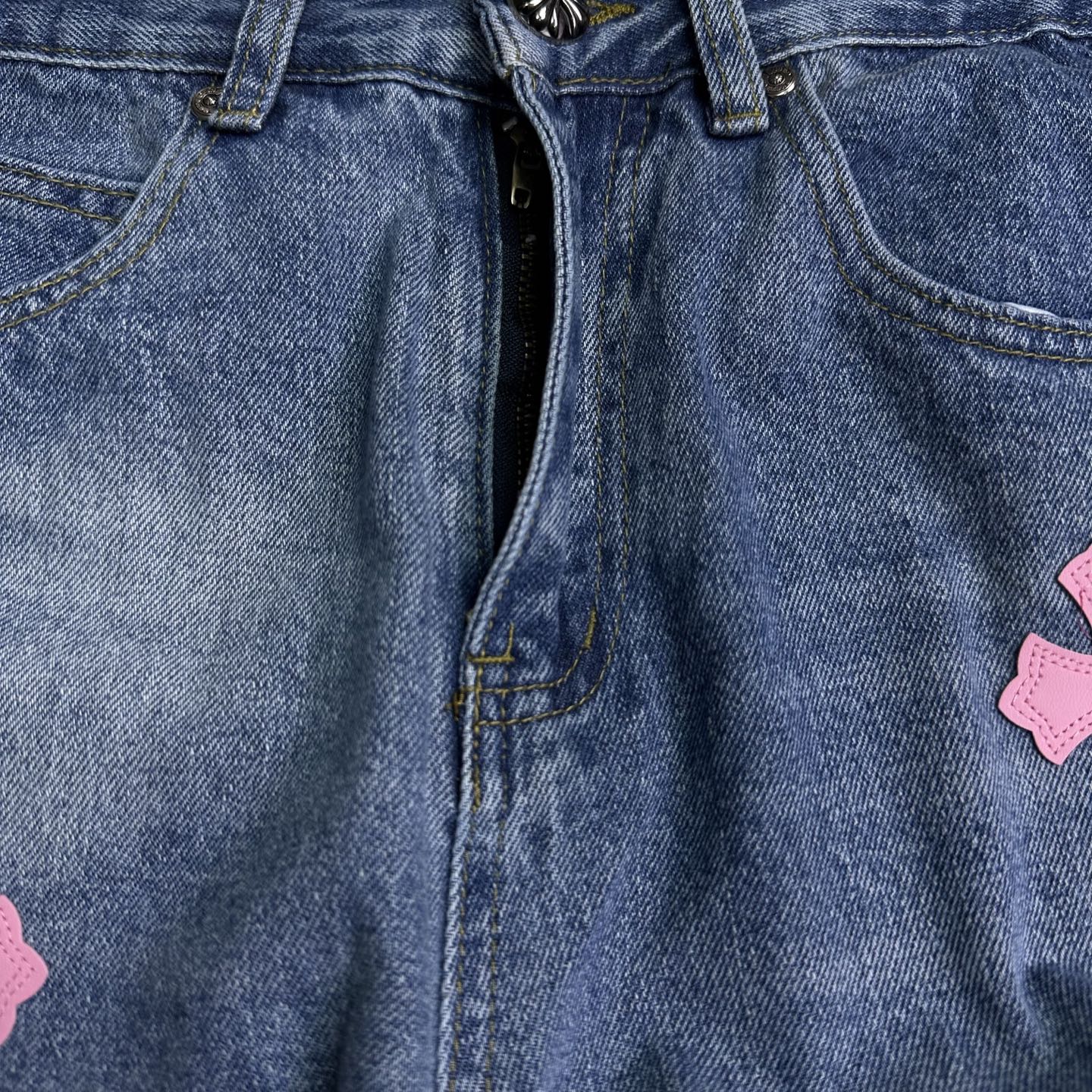 High-End 2025 Pink Cross-Crossing Couple Jeans: Top Quality, Various Styles, Size Options - 图片 7