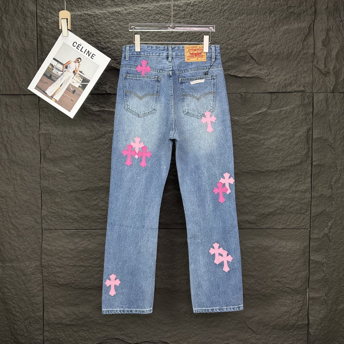 High-End 2025 Pink Cross-Crossing Couple Jeans: Top Quality, Various Styles, Size Options - 图片 2