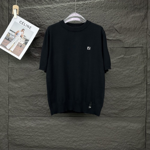 Fendi Metal Logo Crew Neck Knit Short Sleeve T-Shirt - Couple Style 1 Fendi Metal Logo Crew Neck Knit Short Sleeve T-Shirt – Couple Style