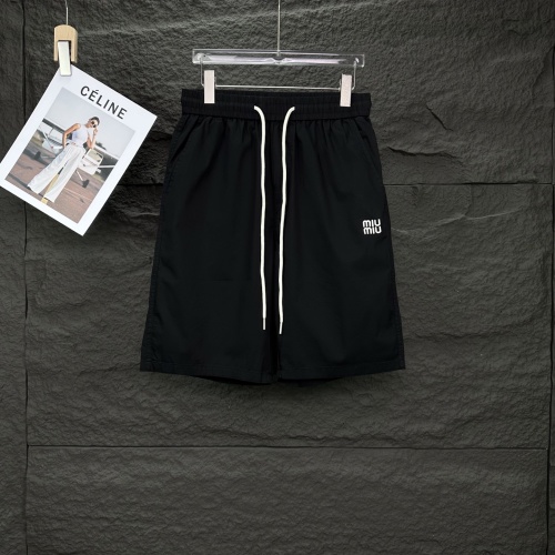 Miu Miu 2025 Solid Color Minimalist Embroidered Logo Couple's Shorts 2 Miu Miu 2025 Solid Color Minimalist Embroidered Logo Couple’s Shorts