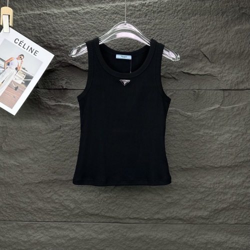 Prada 2025 Women's Tank Top with Metal Triangle Logo - High Quality Cotton 1 Prada 2025 Women’s Tank Top with Metal Triangle Logo – High Quality Cotton