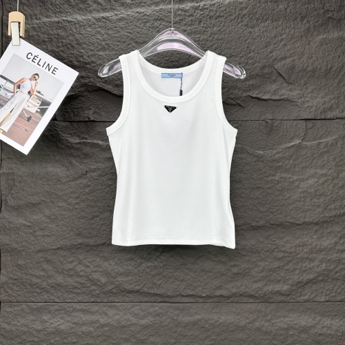 Prada Camiseta sin Mangas con Logo Triangular Metálico para Mujer 17 Prada Camiseta sin Mangas con Logo Triangular Metálico para Mujer