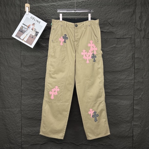 Chrome Hearts Pantalones de Lona Caqui con Apliques de Cruz Rosa y Tablero de Ajedrez 16 Chrome Hearts Pantalones de Lona Caqui con Apliques de Cruz Rosa y Tablero de Ajedrez