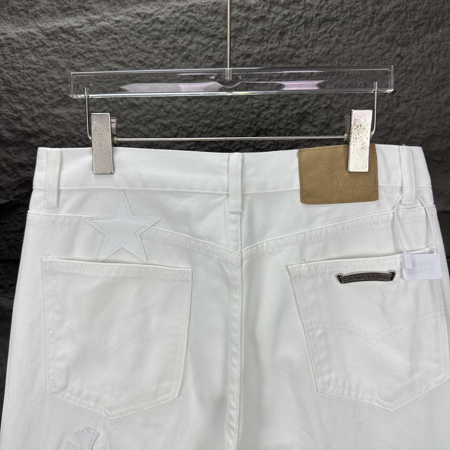 Chrome Hearts 克罗心2025新款星星十字架拼皮 水洗宽松牛仔裤