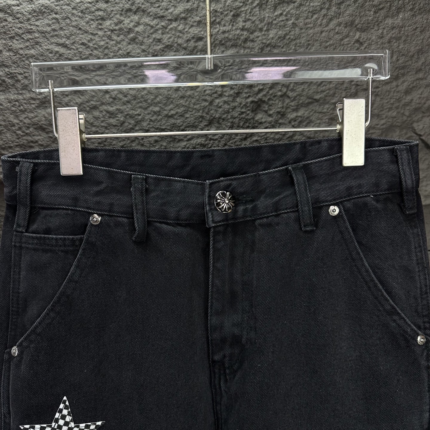 Chrome Hearts 克罗心2025新款伐木五角星拼皮 水洗牛仔裤