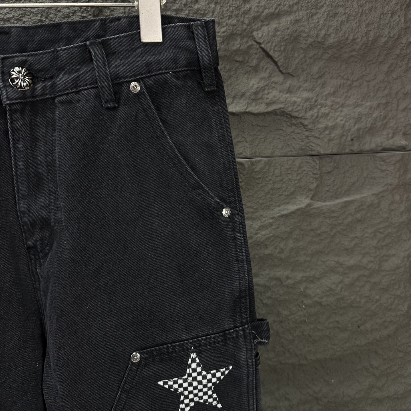 Chrome Hearts 克罗心2025新款伐木五角星拼皮 水洗牛仔裤