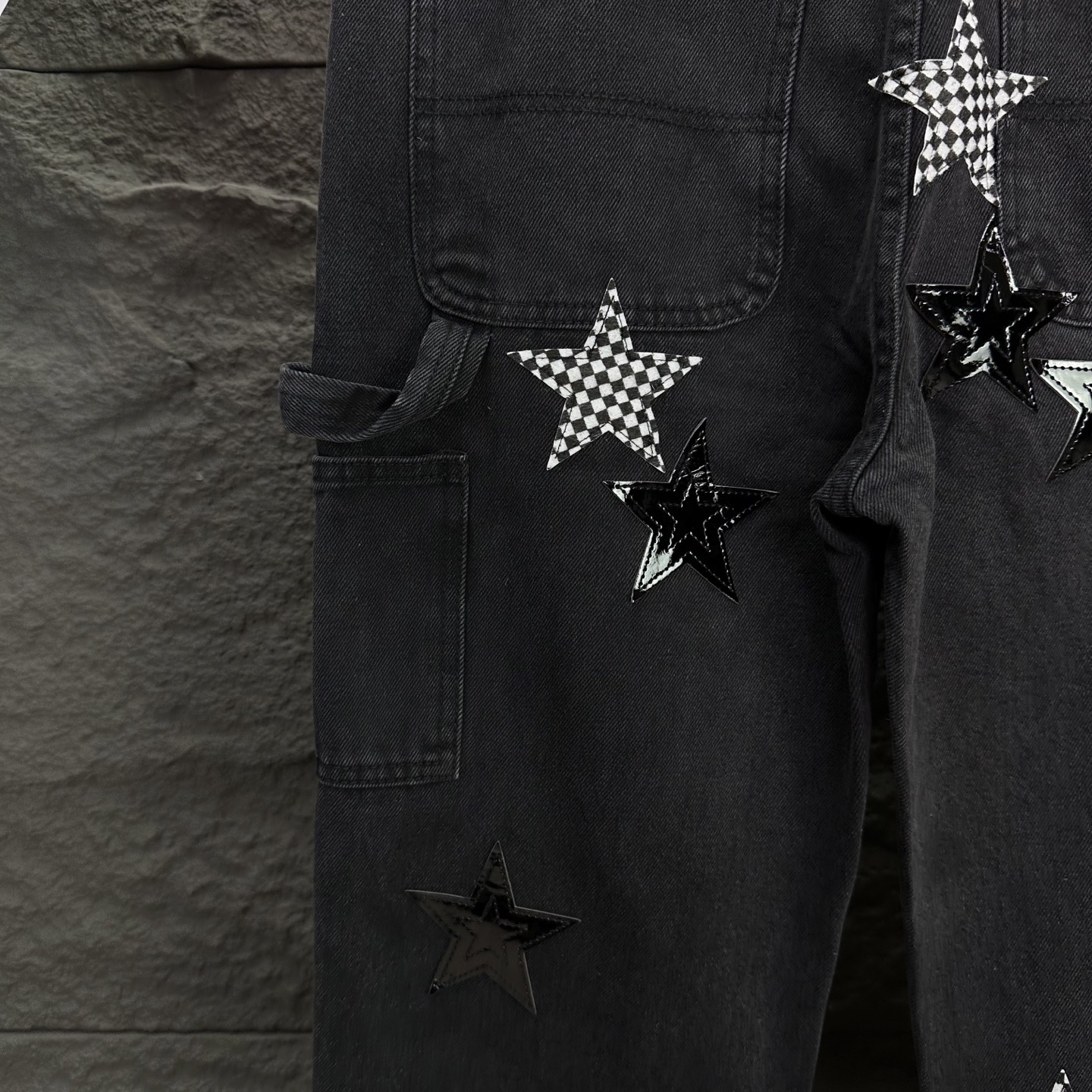 Chrome Hearts 克罗心2025新款伐木五角星拼皮 水洗牛仔裤