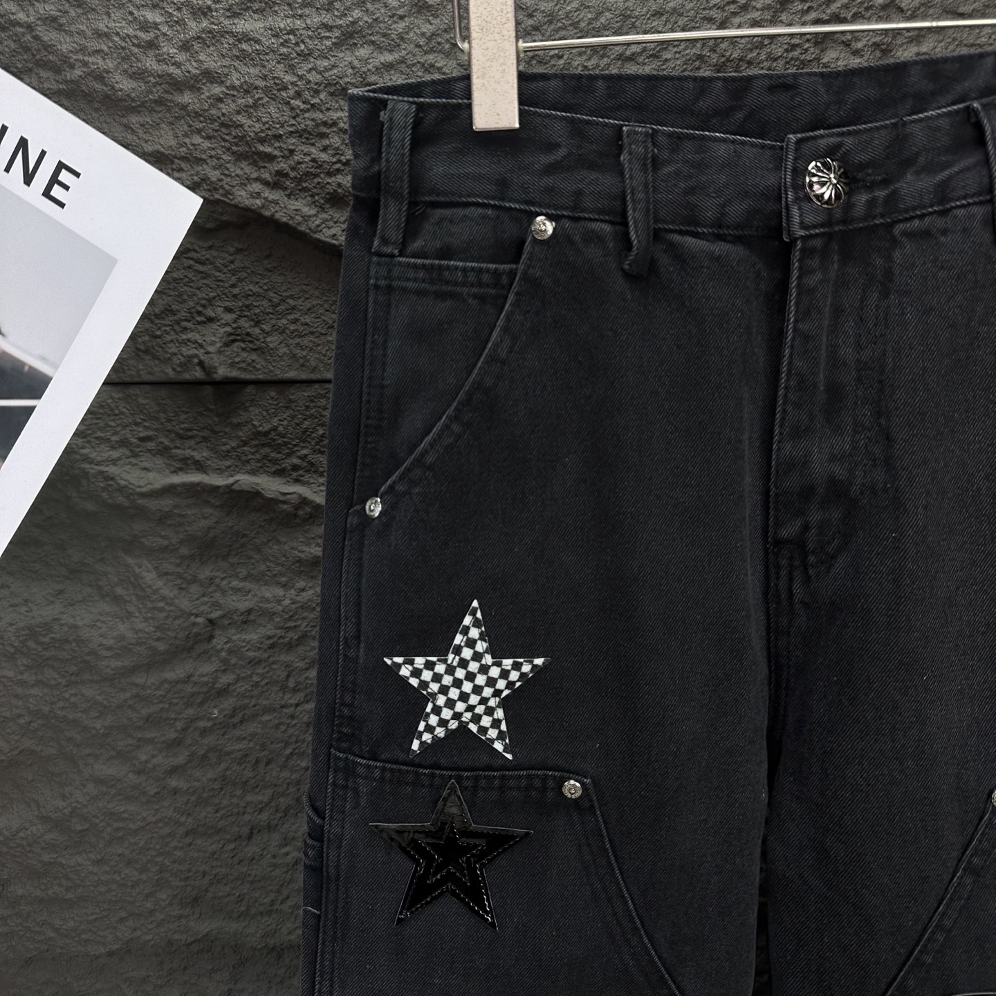 Chrome Hearts 克罗心2025新款伐木五角星拼皮 水洗牛仔裤