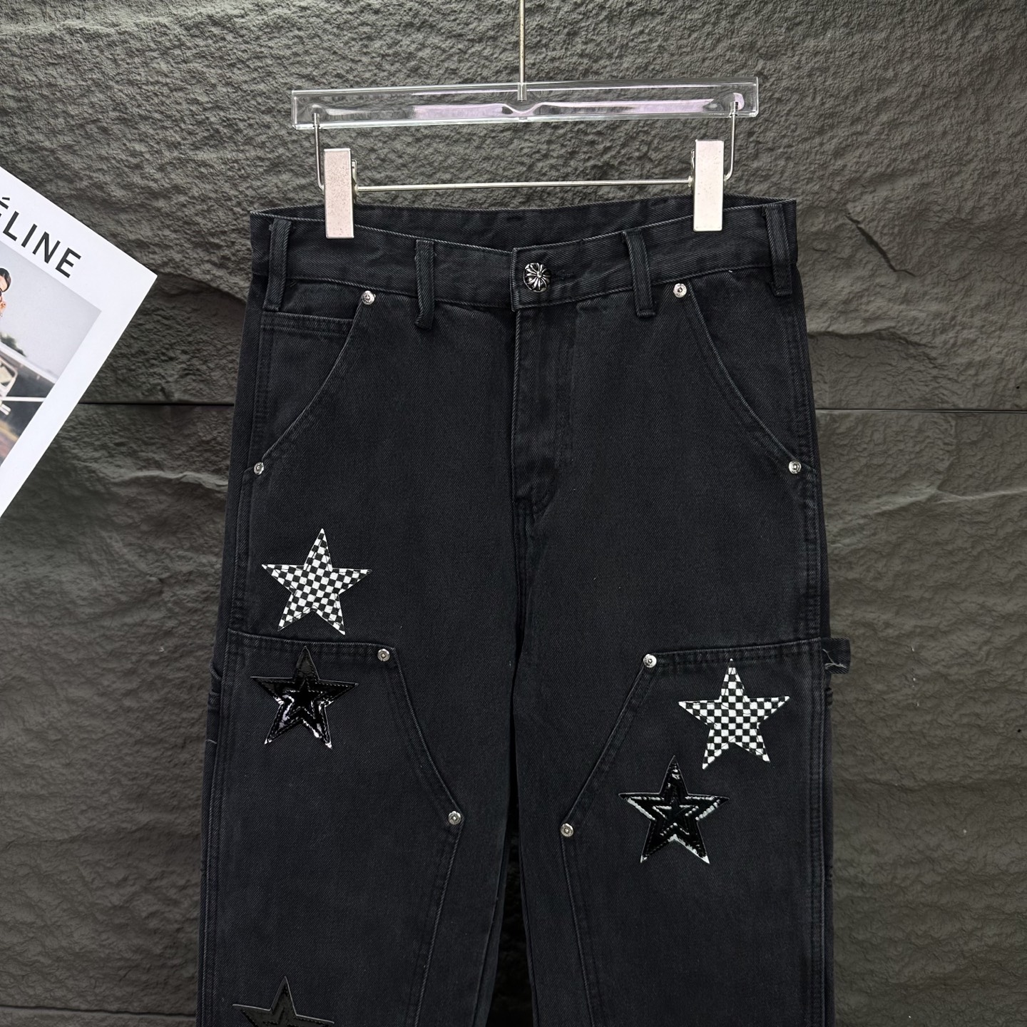 Chrome Hearts 克罗心2025新款伐木五角星拼皮 水洗牛仔裤