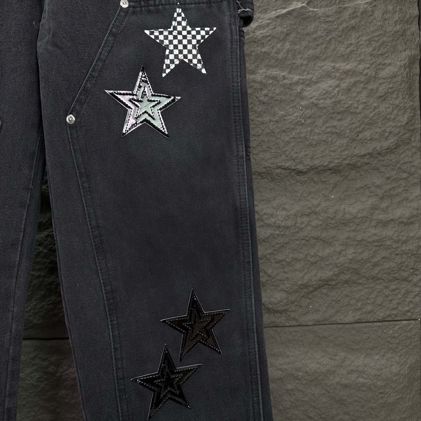 Chrome Hearts 克罗心2025新款伐木五角星拼皮 水洗牛仔裤