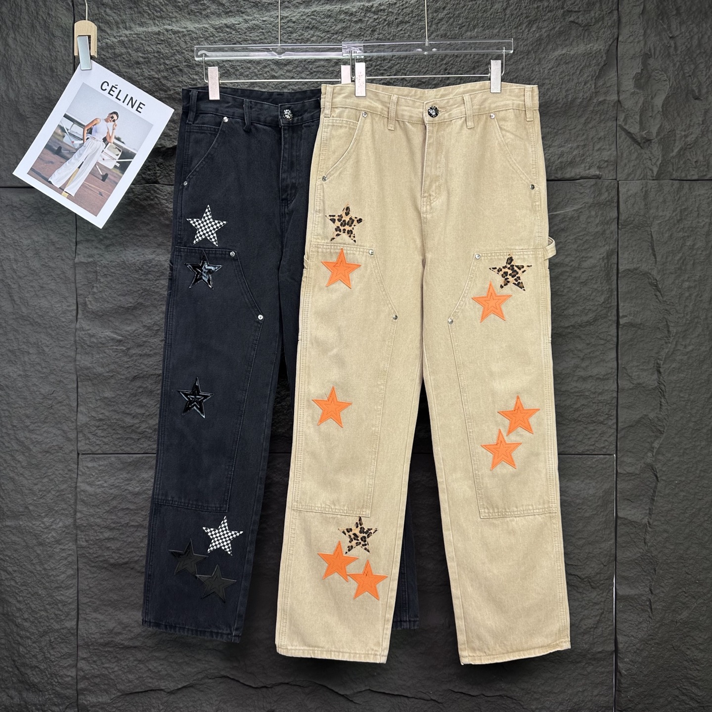 Chrome Hearts 克罗心2025新款伐木五角星拼皮 水洗牛仔裤