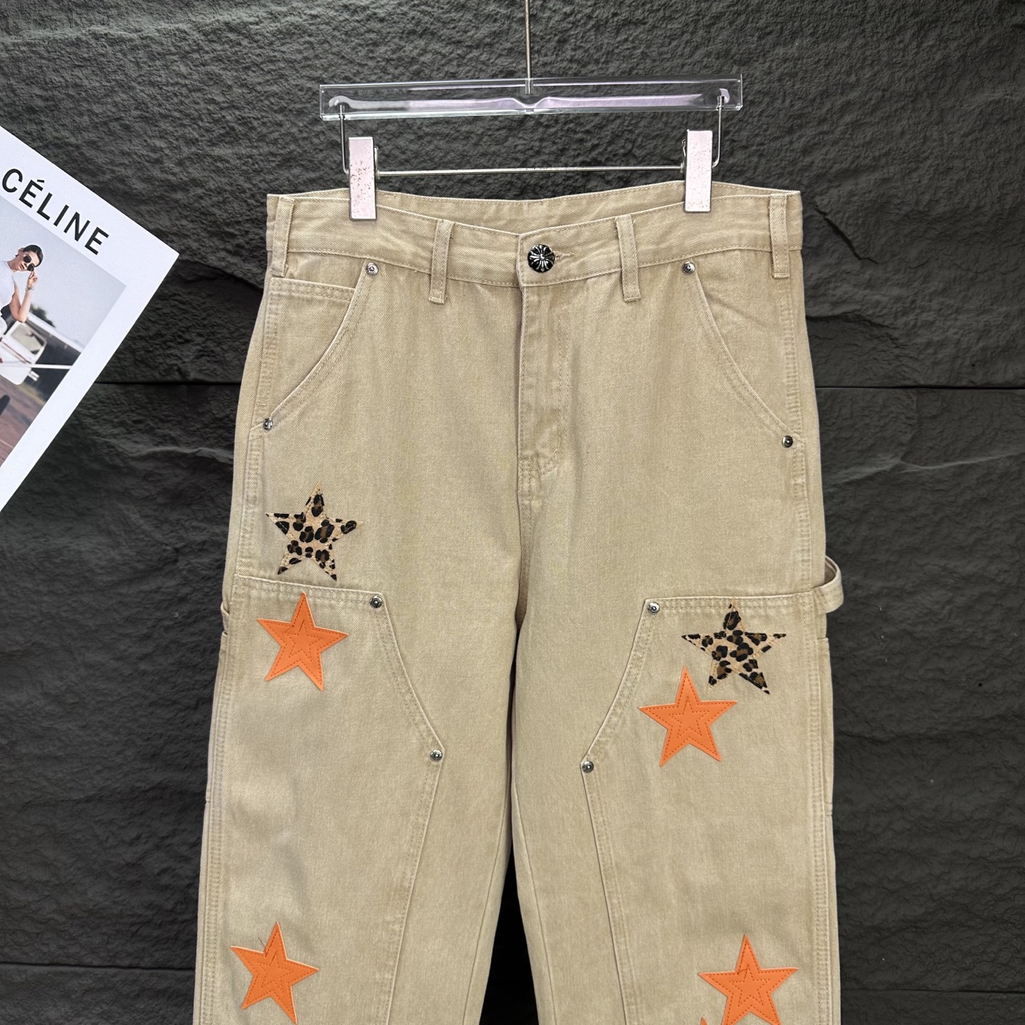 Chrome Hearts 克罗心2025新款伐木五角星拼皮 水洗牛仔裤