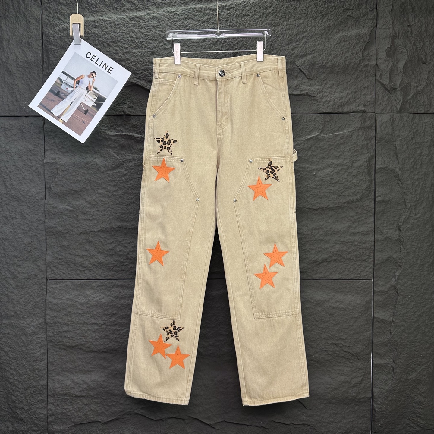 Chrome Hearts 克罗心2025新款伐木五角星拼皮 水洗牛仔裤