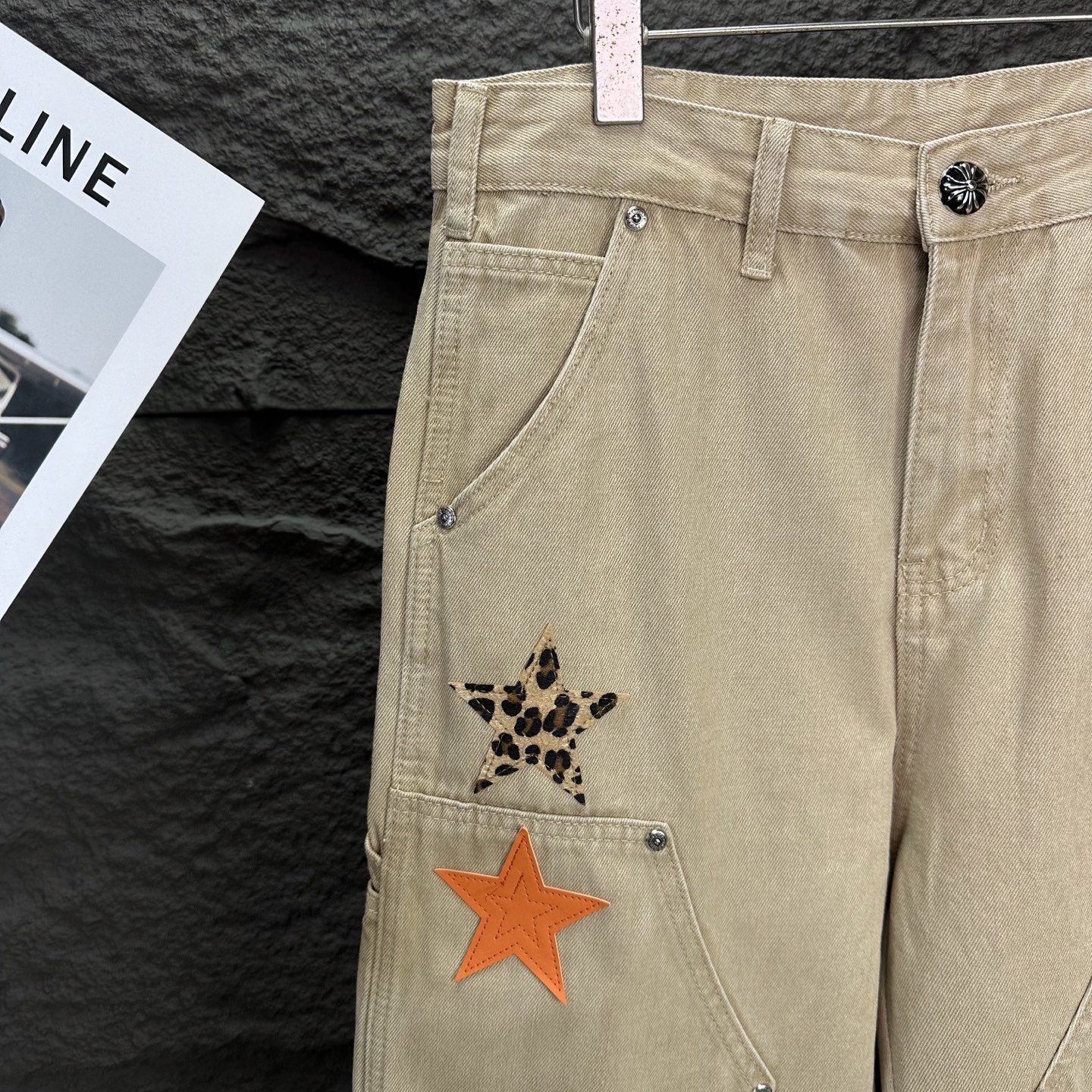 Chrome Hearts 克罗心2025新款伐木五角星拼皮 水洗牛仔裤