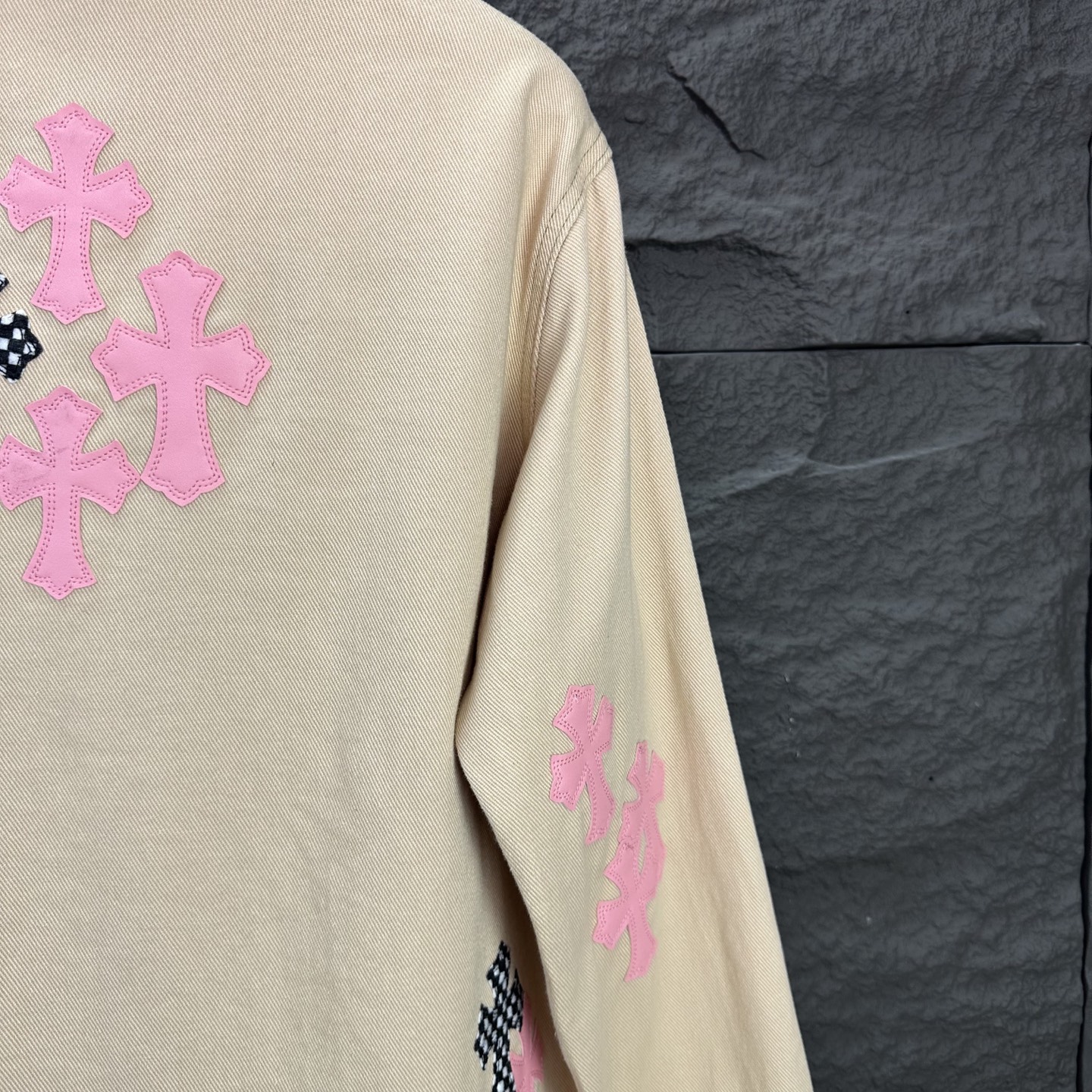 Chrome Hearts 克罗心2025新款粉皮卡其棋盘格 牛仔衬衫外套