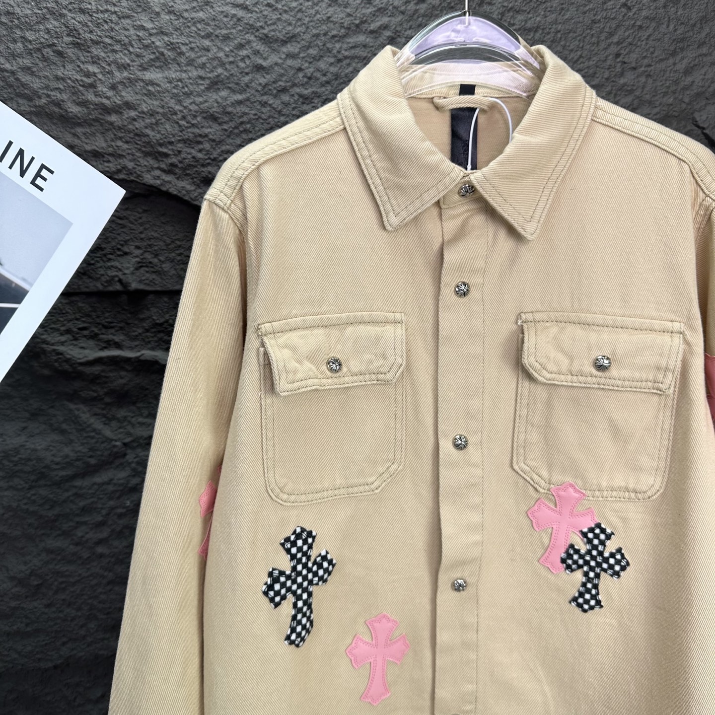 Chrome Hearts 克罗心2025新款粉皮卡其棋盘格 牛仔衬衫外套