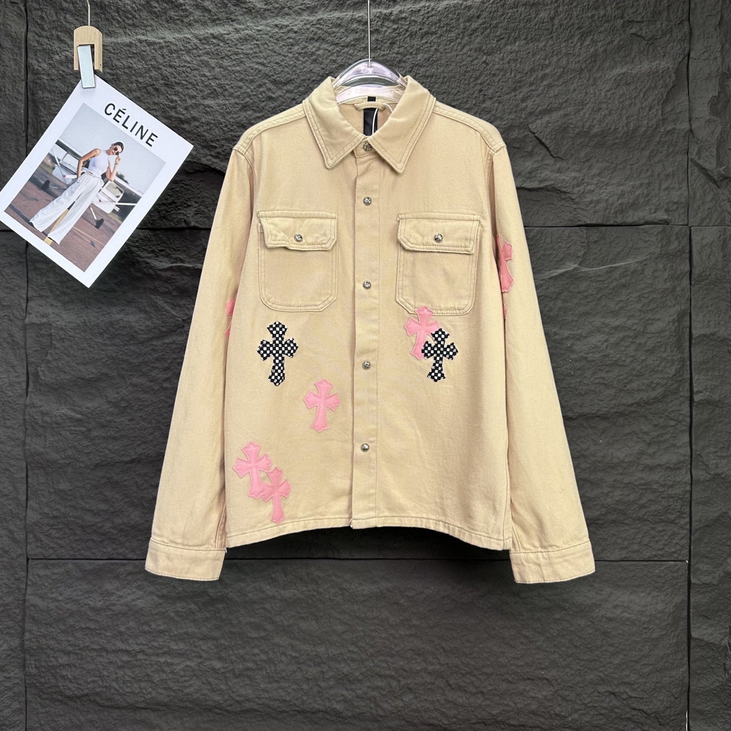 Chrome Hearts 克罗心2025新款粉皮卡其棋盘格 牛仔衬衫外套