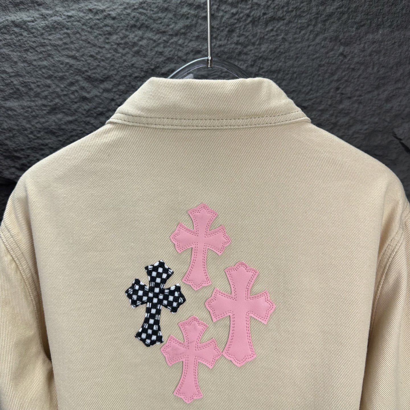 Chrome Hearts 克罗心2025新款粉皮卡其棋盘格 牛仔衬衫外套