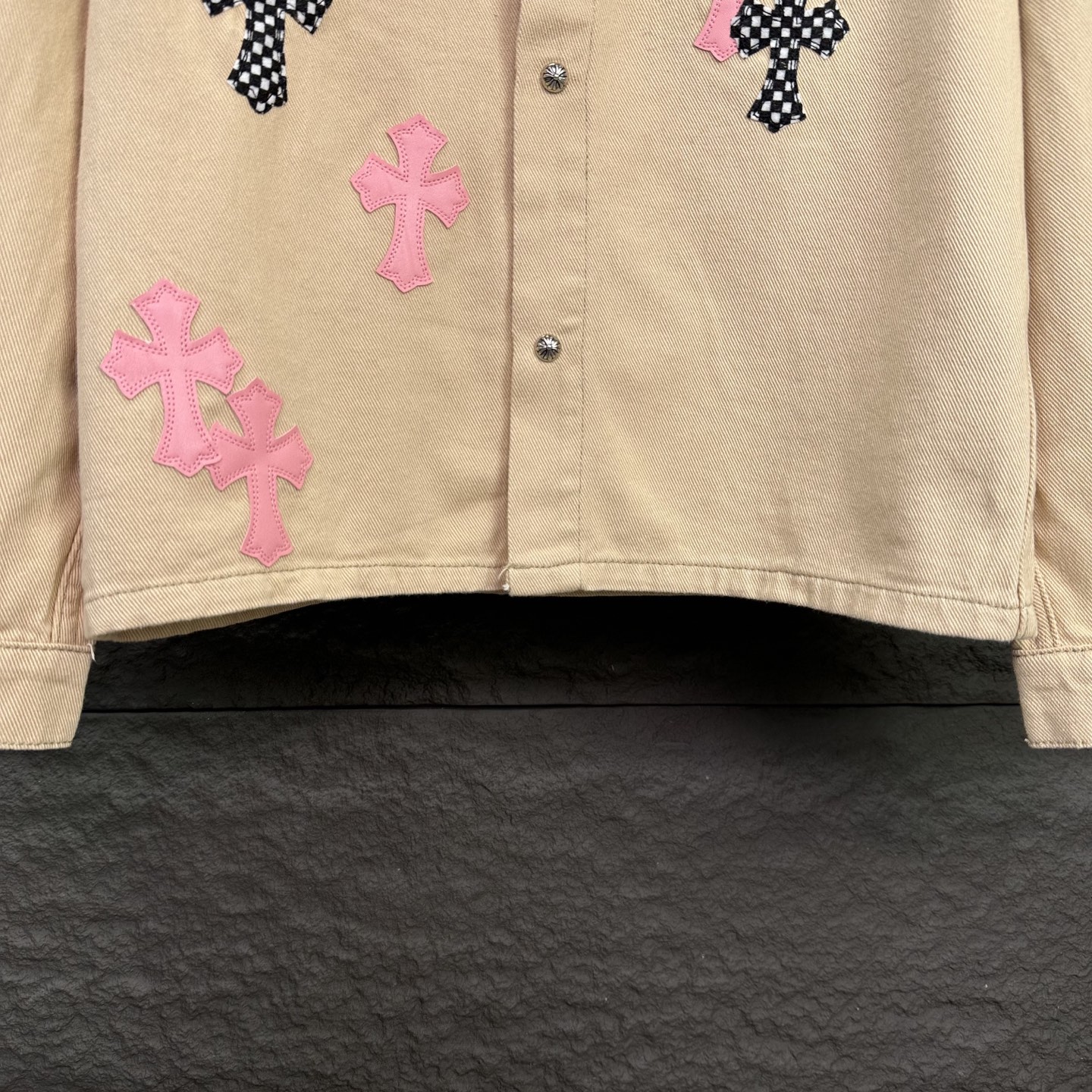 Chrome Hearts 克罗心2025新款粉皮卡其棋盘格 牛仔衬衫外套
