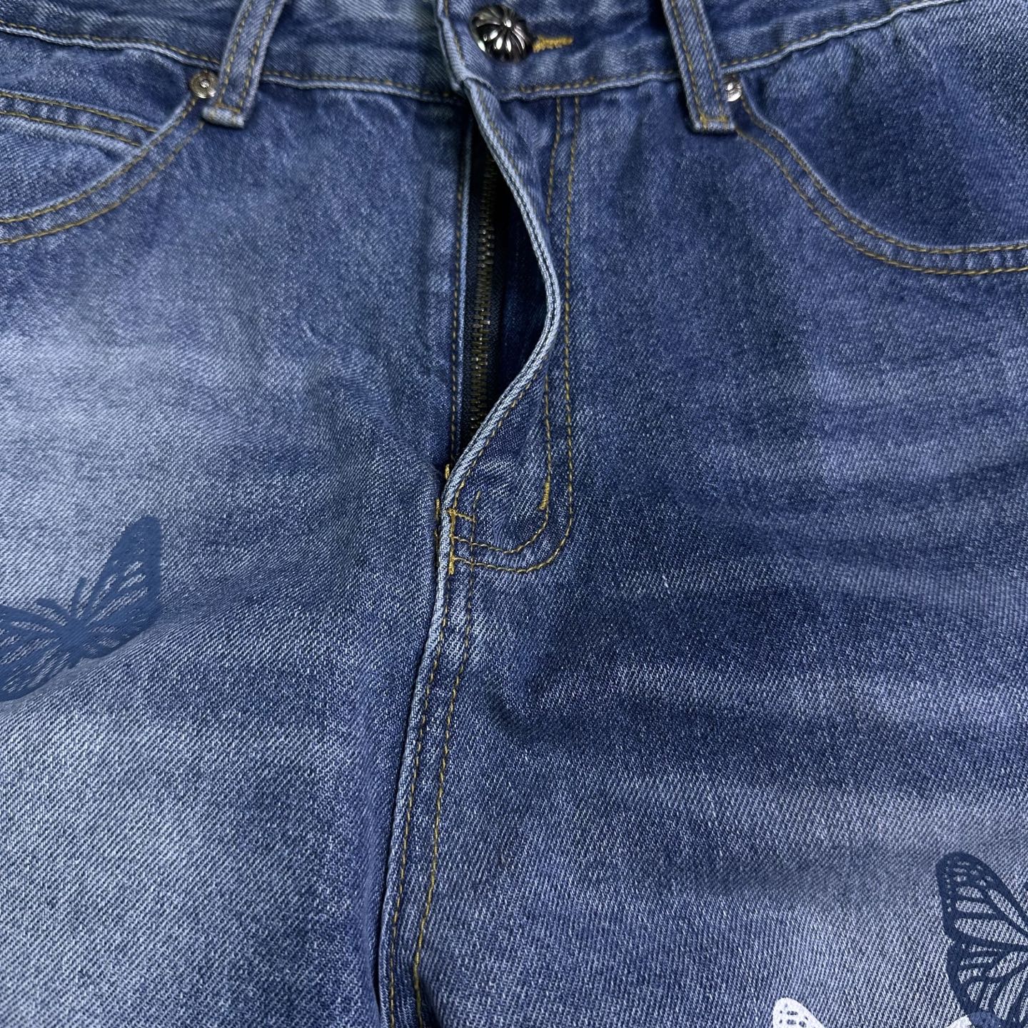 Chrome Hearts 克罗心2025新款三色蝴蝶 水洗宽松牛仔裤