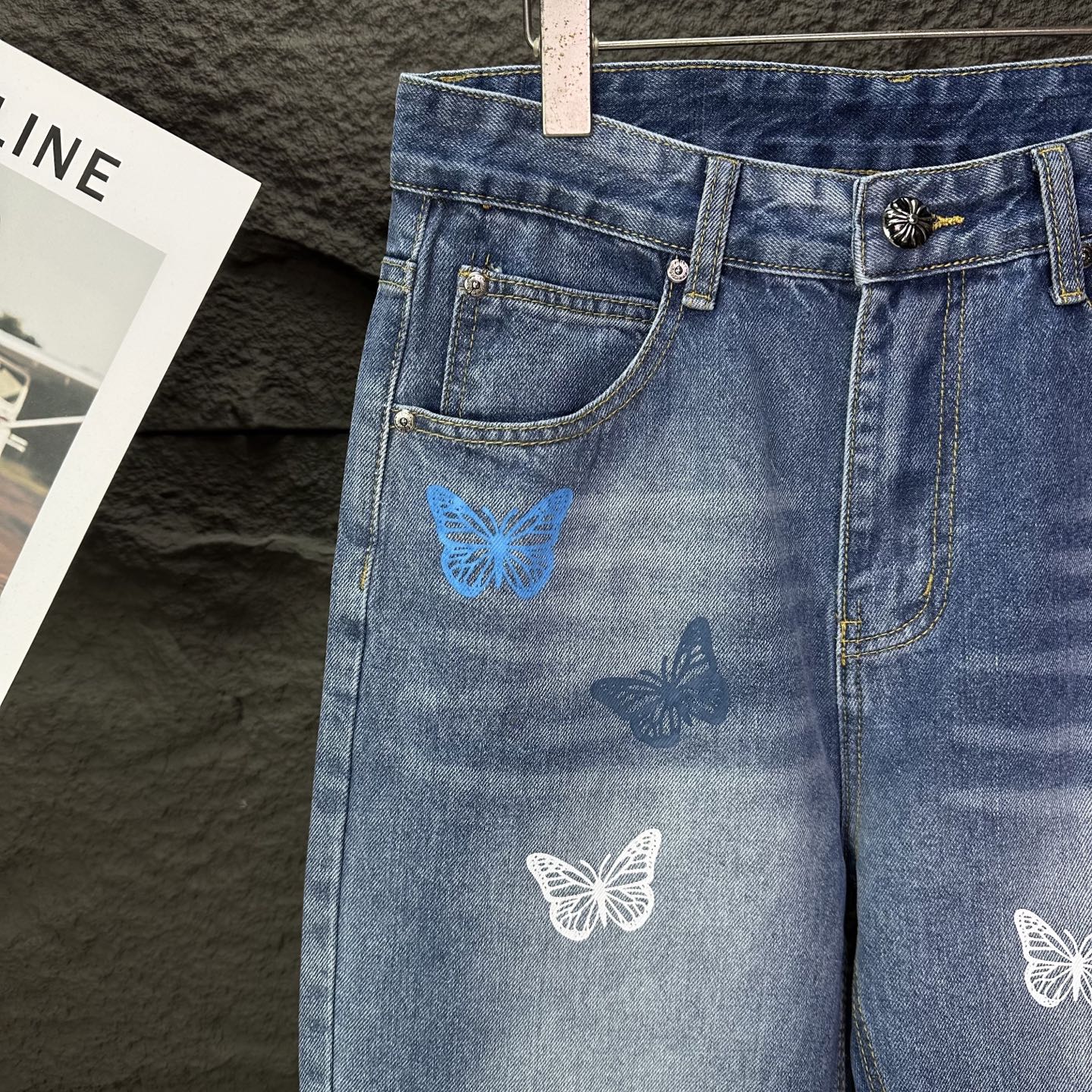 Chrome Hearts 克罗心2025新款三色蝴蝶 水洗宽松牛仔裤