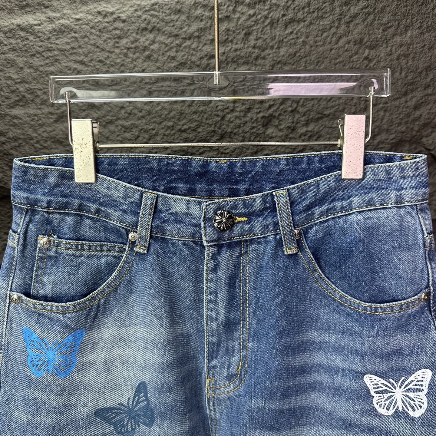 Chrome Hearts 克罗心2025新款三色蝴蝶 水洗宽松牛仔裤