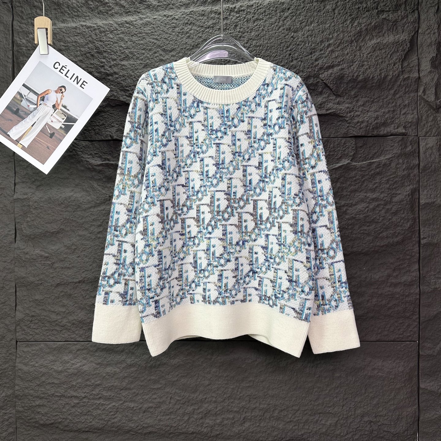 （顶级版本）迪奥2025新款提花满印logo情侣款针织圆领毛衣🔥高版本🔥高版本🔥32支羊毛混纺材质，亲肤