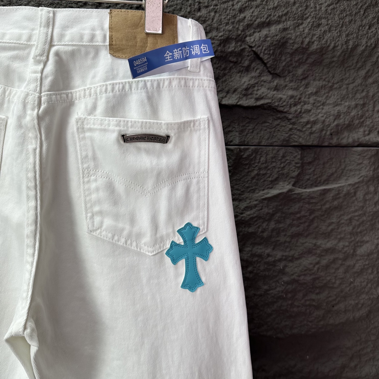 克罗心2025新款冰蓝十字架拼皮情侣款水洗宽松牛仔裤 🔥高版本🔥高版本🔥顶级天花板品质 不同水洗质感的款