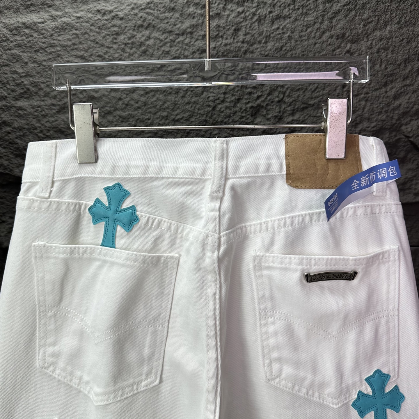 克罗心2025新款冰蓝十字架拼皮情侣款水洗宽松牛仔裤 🔥高版本🔥高版本🔥顶级天花板品质 不同水洗质感的款