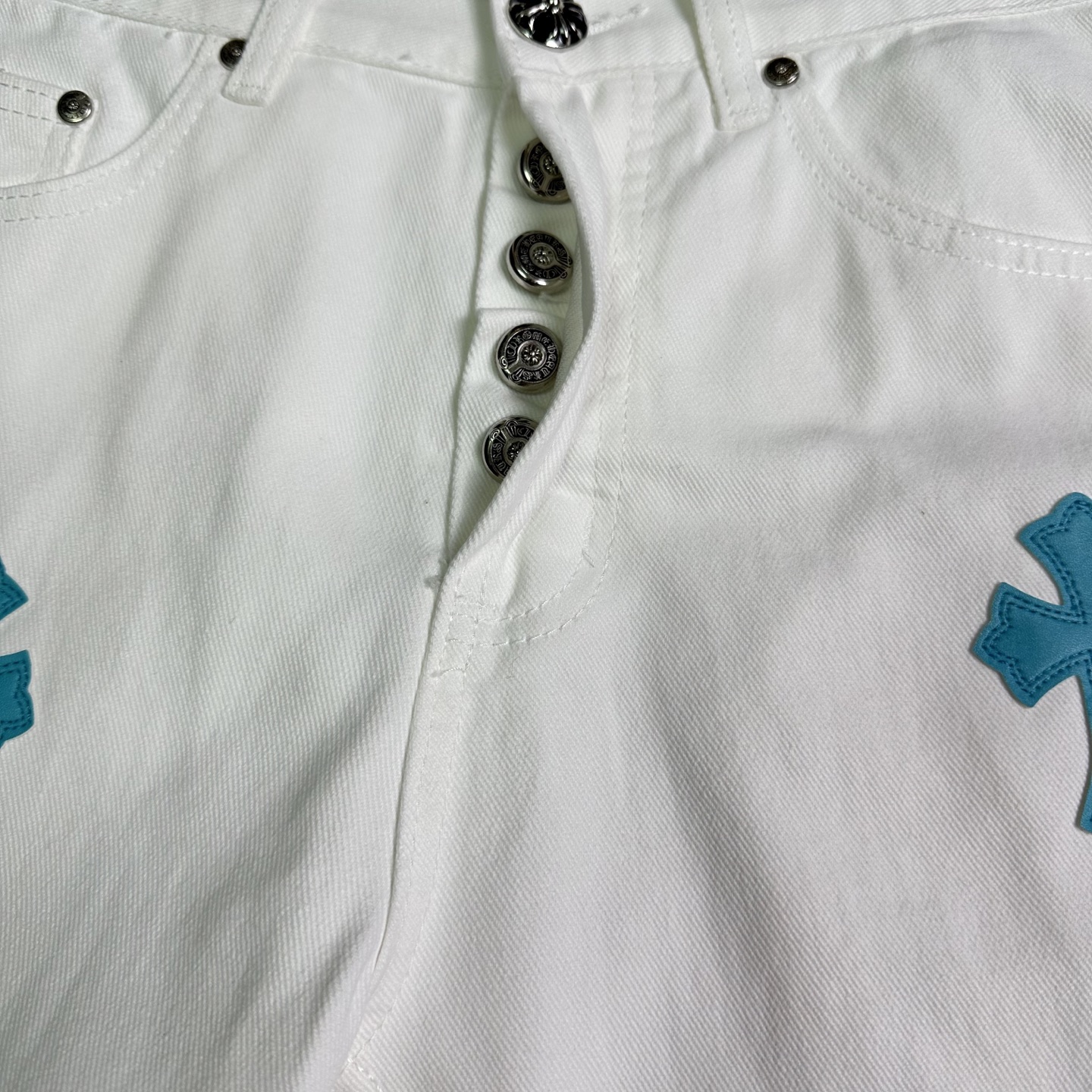 克罗心2025新款冰蓝十字架拼皮情侣款水洗宽松牛仔裤 🔥高版本🔥高版本🔥顶级天花板品质 不同水洗质感的款