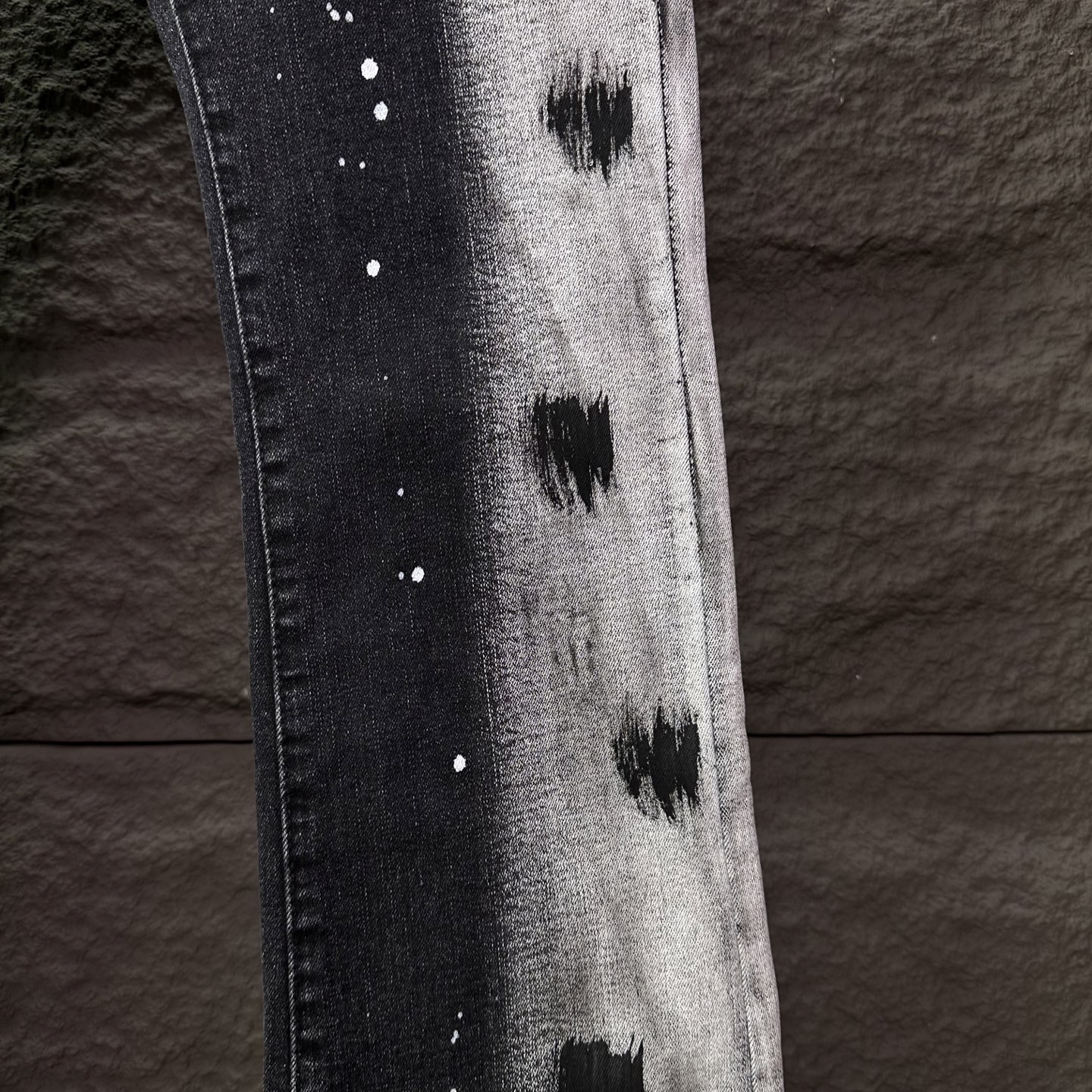 PURPLE BRAND 2025新款重工撞色泼墨情侣款水洗宽松微喇牛仔裤 🔥高版本🔥高版本🔥顶级天花板