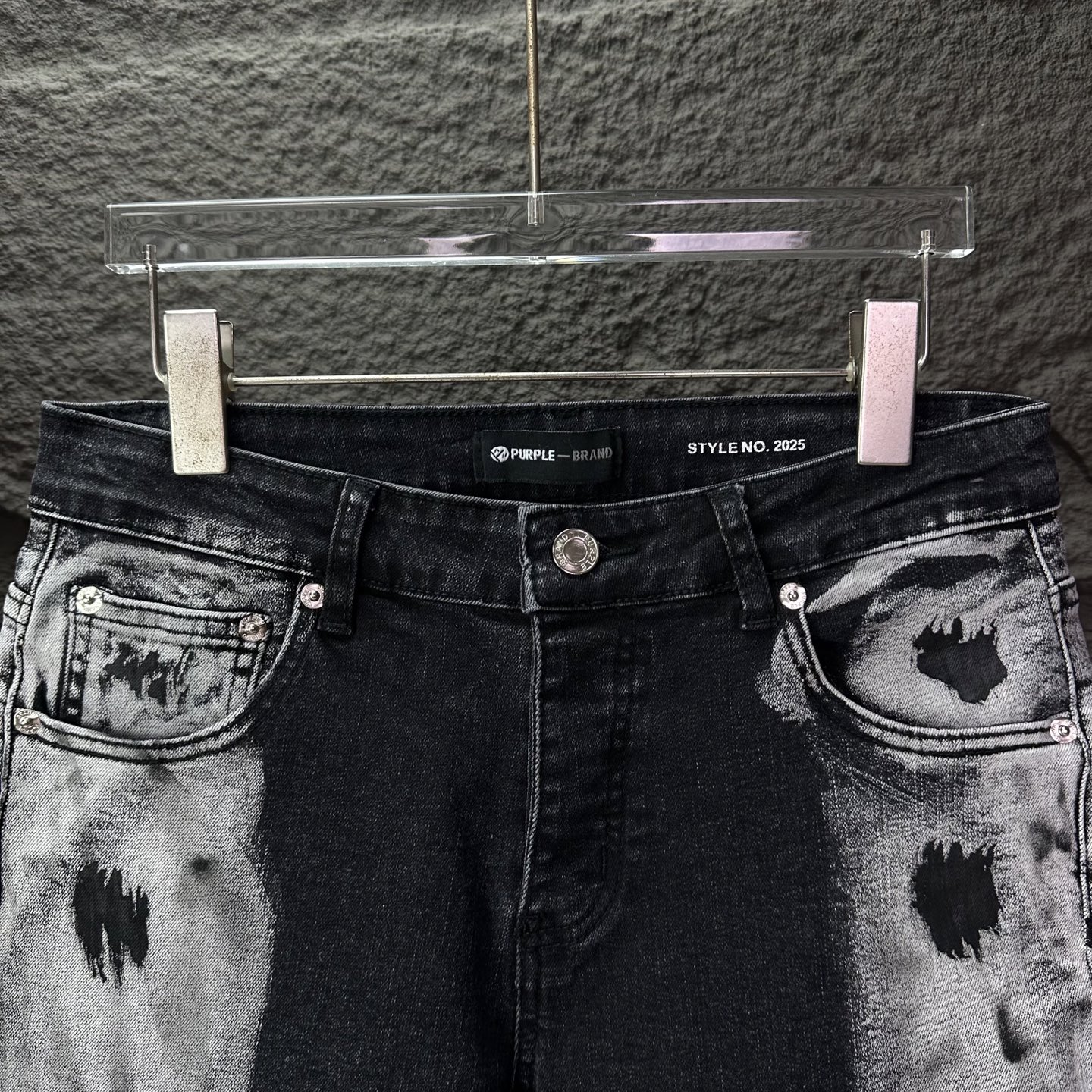 PURPLE BRAND 2025新款重工撞色泼墨情侣款水洗宽松微喇牛仔裤 🔥高版本🔥高版本🔥顶级天花板