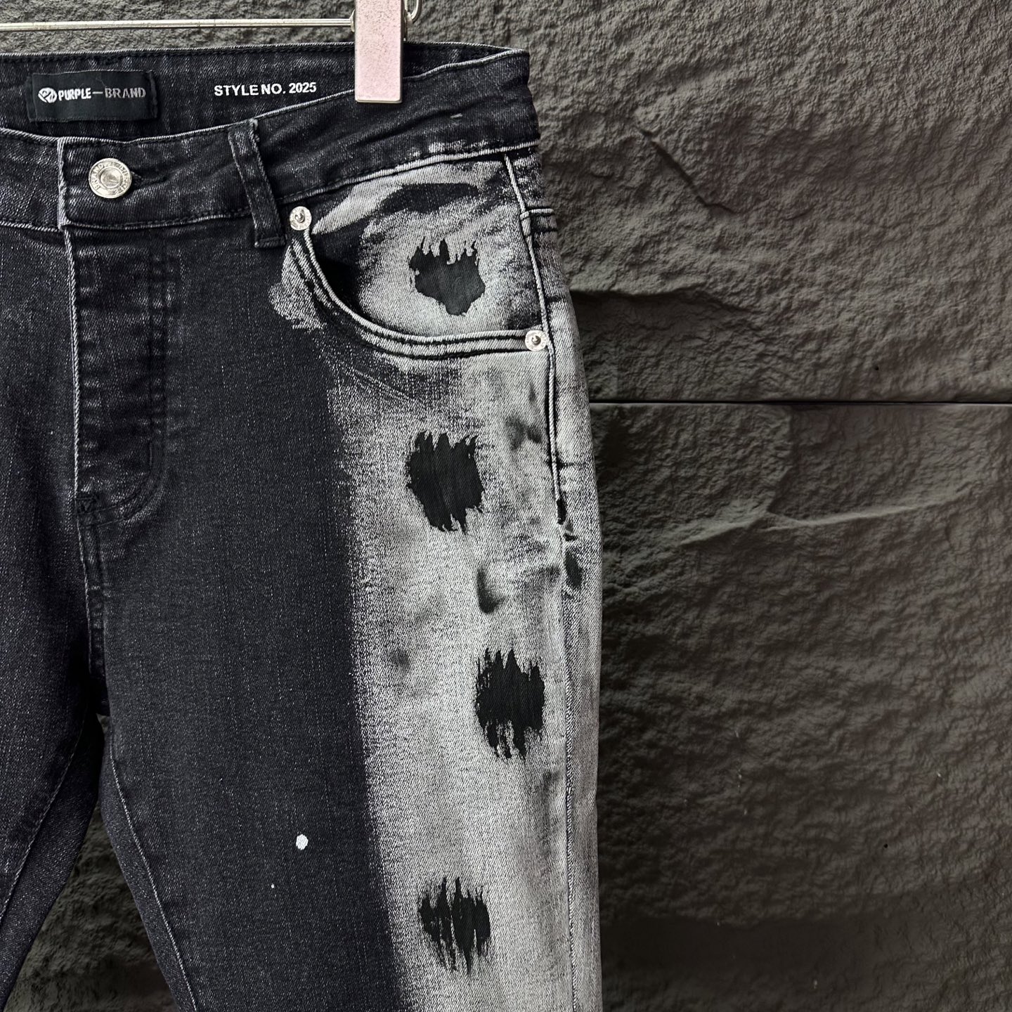 PURPLE BRAND 2025新款重工撞色泼墨情侣款水洗宽松微喇牛仔裤 🔥高版本🔥高版本🔥顶级天花板