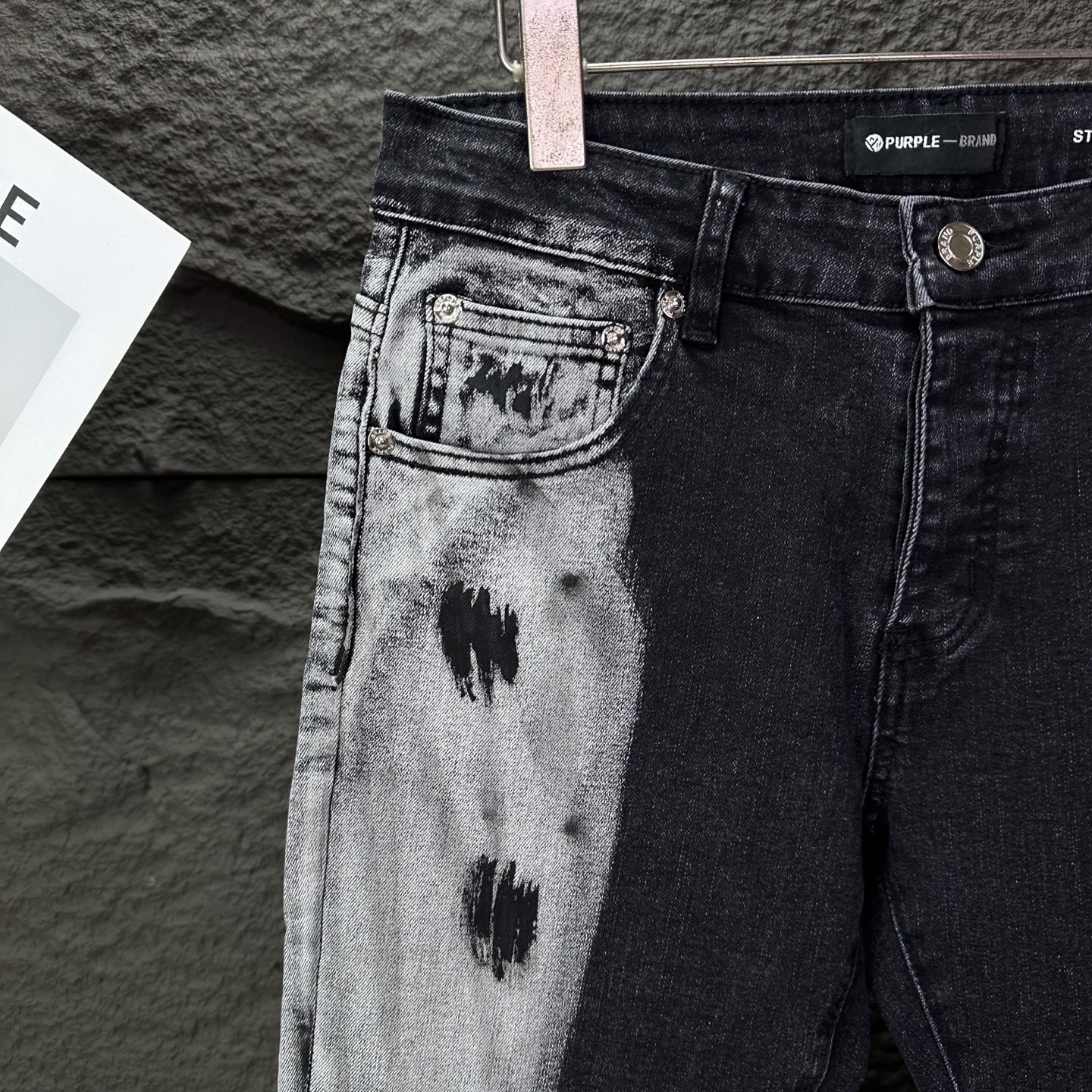 PURPLE BRAND 2025新款重工撞色泼墨情侣款水洗宽松微喇牛仔裤 🔥高版本🔥高版本🔥顶级天花板
