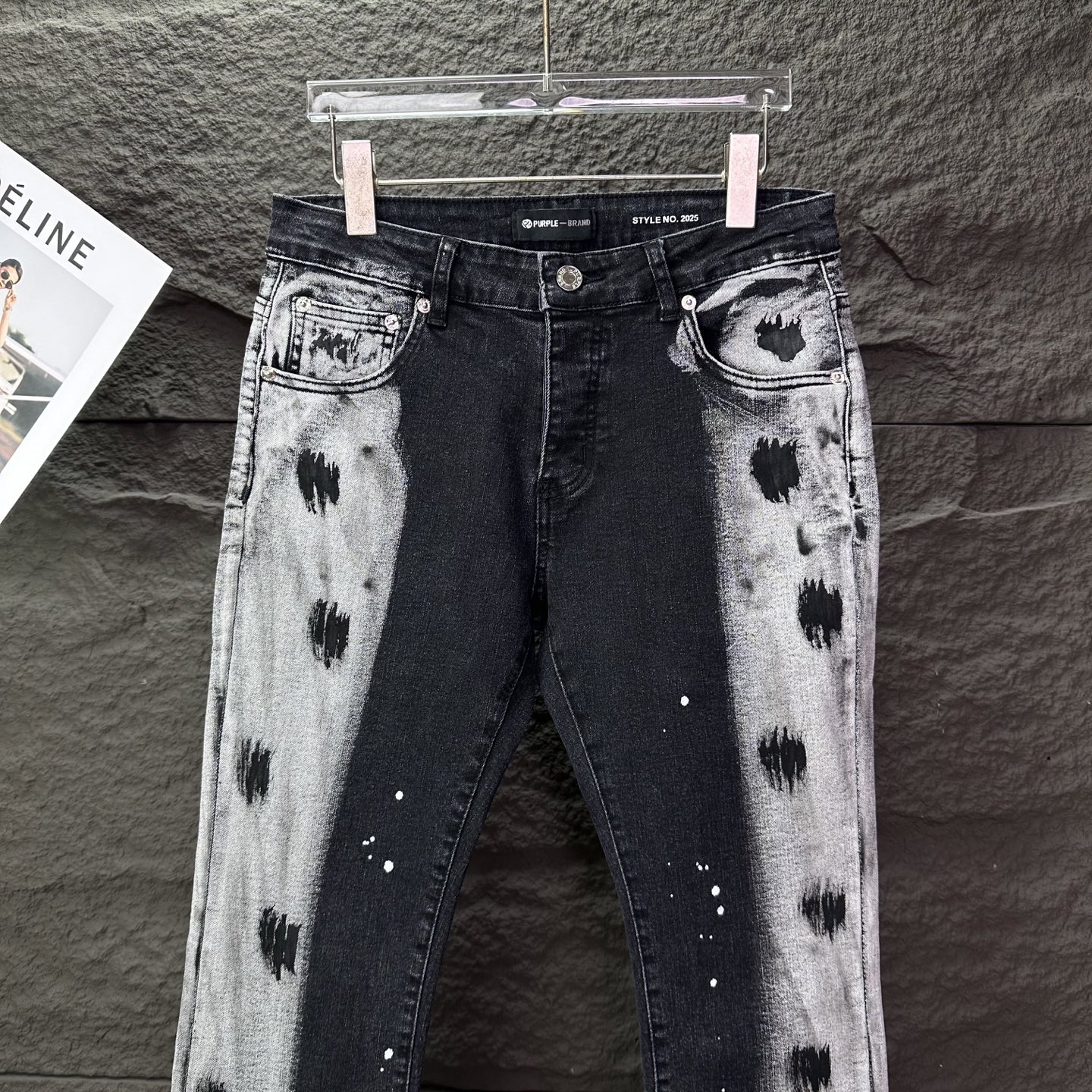 PURPLE BRAND 2025新款重工撞色泼墨情侣款水洗宽松微喇牛仔裤 🔥高版本🔥高版本🔥顶级天花板