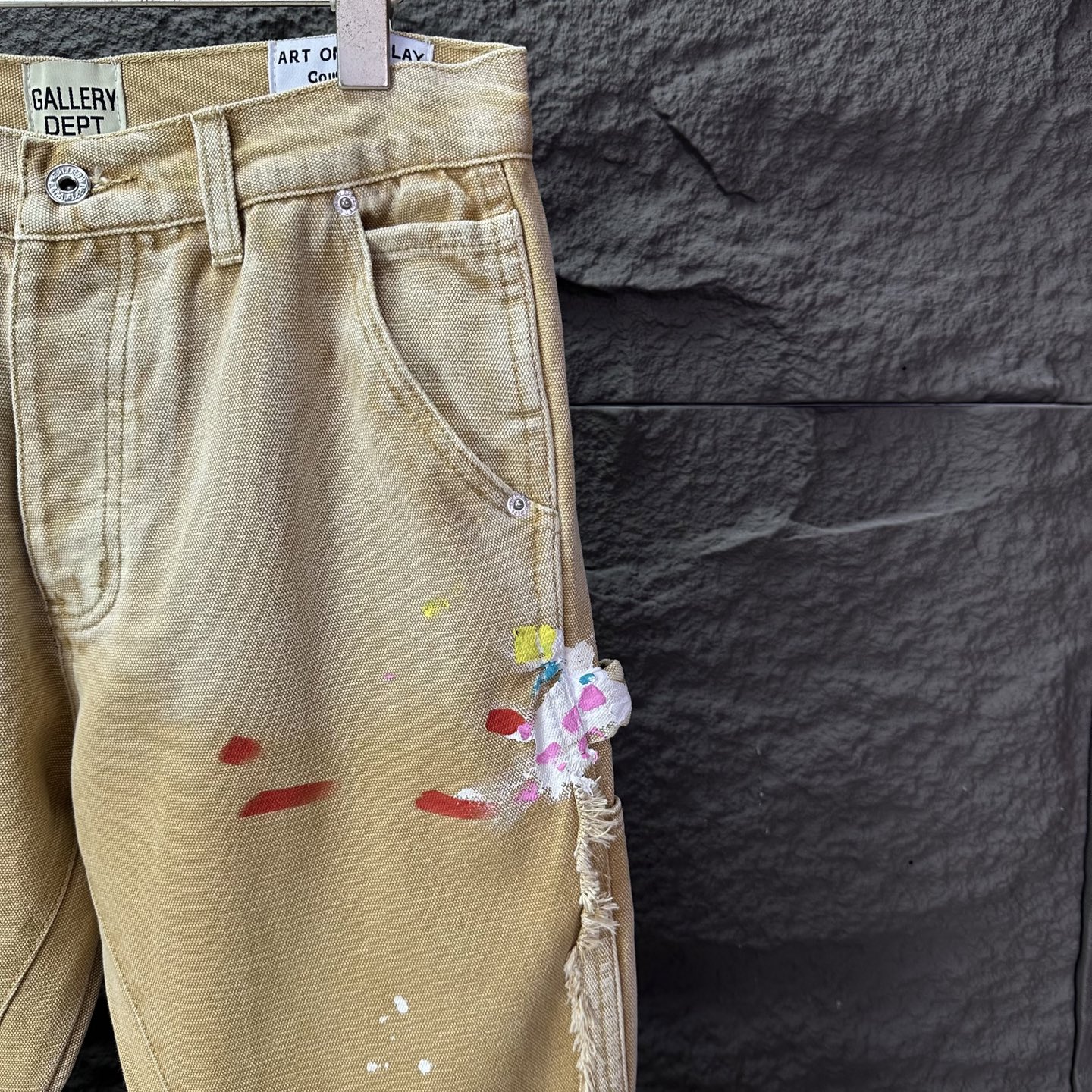 GALLERY DEPT. &克罗心联名2025新款泼墨手绘拼接多口袋情侣款宽松水洗微喇牛仔裤 🔥高版本