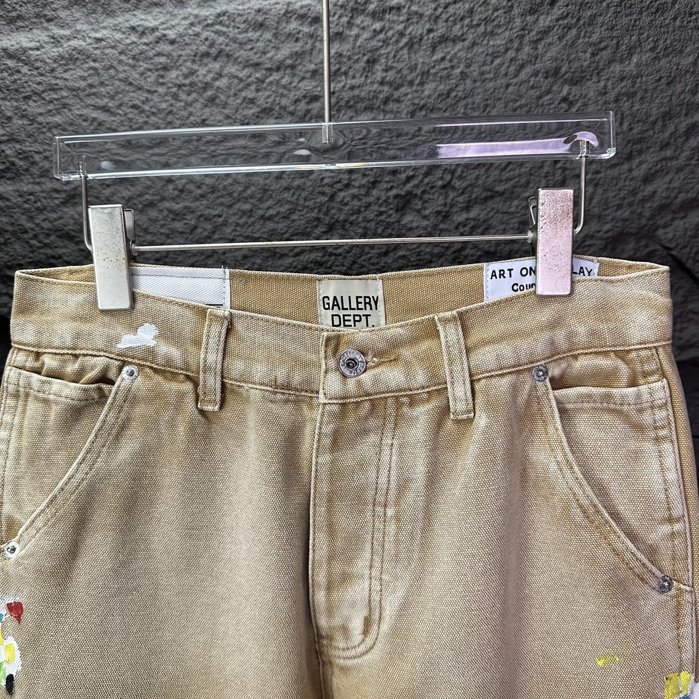 GALLERY DEPT. &克罗心联名2025新款泼墨手绘拼接多口袋情侣款宽松水洗微喇牛仔裤 🔥高版本